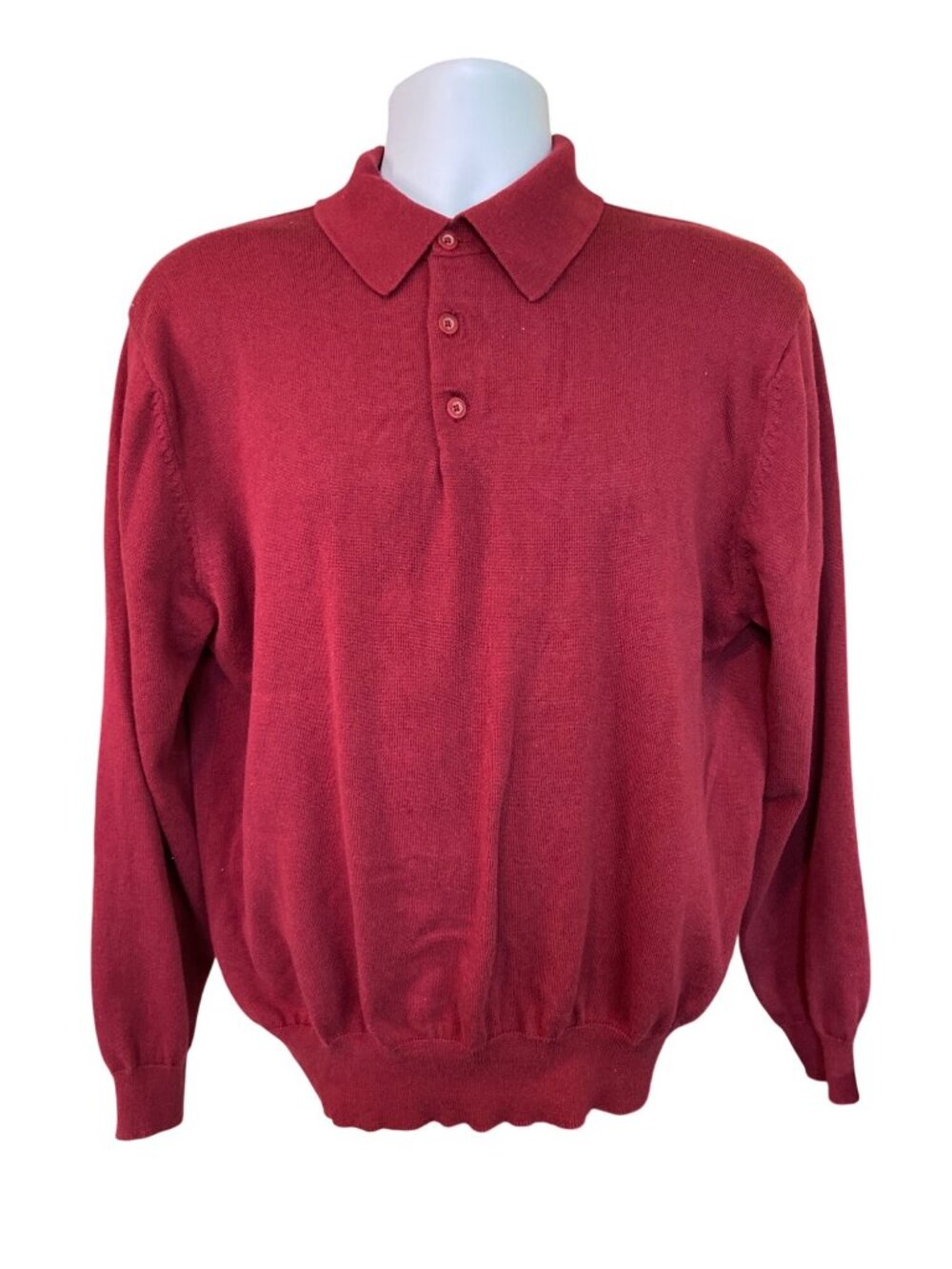 Duck Head Burgundy Collared Sweater Large Preppy Grandpa Academia Cotton Knit